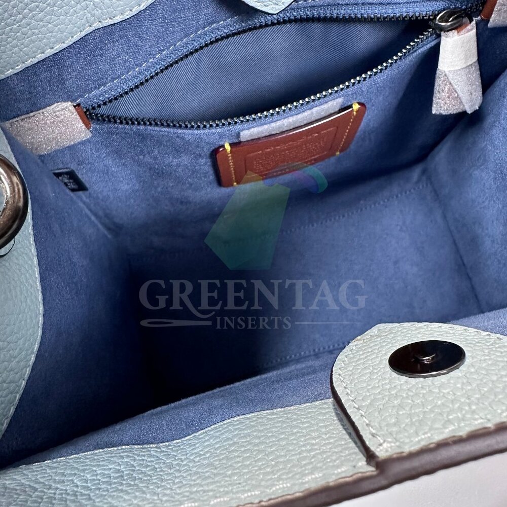 Coach Field Tote 22 In Polish Pebble Leather in Aqua - Picture 4 of 11